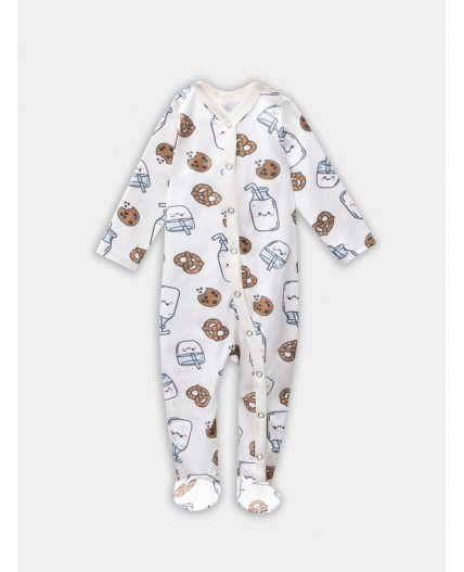 Комбинезон печеньки/молочко на молочном +песочный