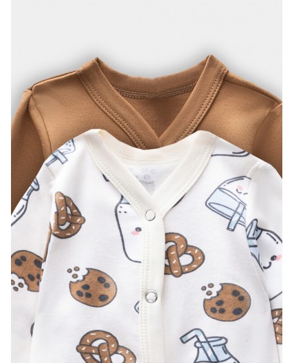 Комбинезон печеньки/молочко на молочном +песочный
