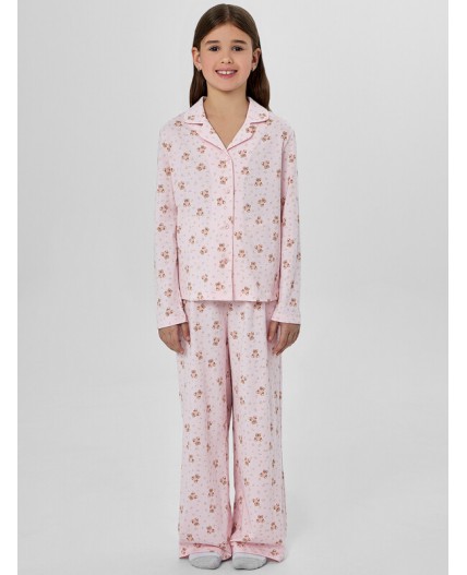 Комплект мишки с цветами на розовом