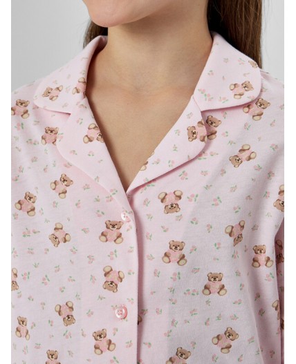 Комплект мишки с цветами на розовом