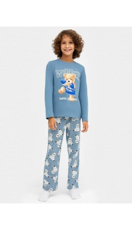 Комплект туманно -голубой +медведи