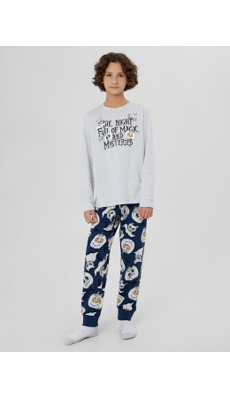 Комплект серый меланж 4306-А +привидения на синем