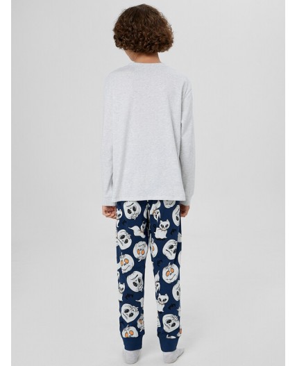 Комплект серый меланж 4306-А +привидения на синем