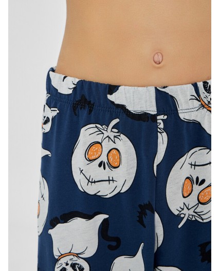 Комплект серый меланж 4306-А +привидения на синем