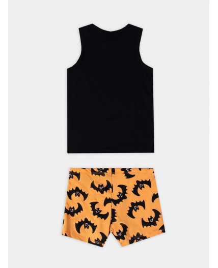 Комплект черный +летучие мыши на оранжевом