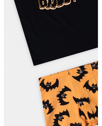 Комплект черный +летучие мыши на оранжевом