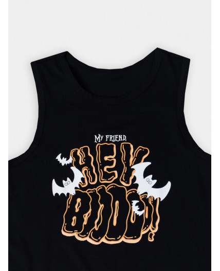 Комплект черный +летучие мыши на оранжевом