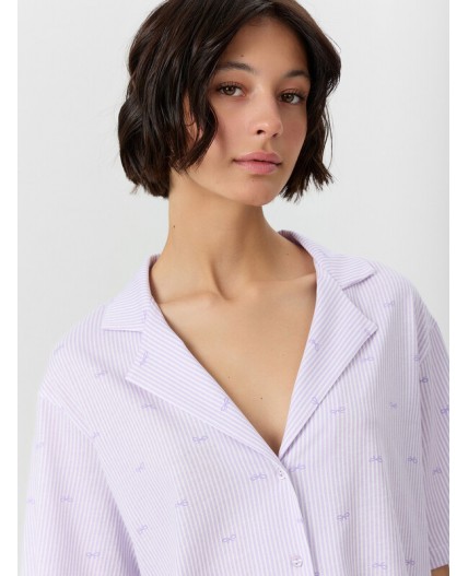 Пижама бантики на лиловой полоске