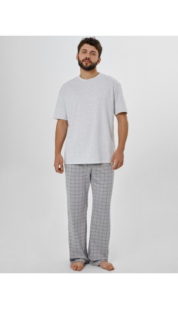 Комплект серый меланж 4306-А +черная клетка на сером