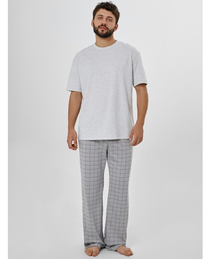 Комплект серый меланж 4306-А +черная клетка на сером