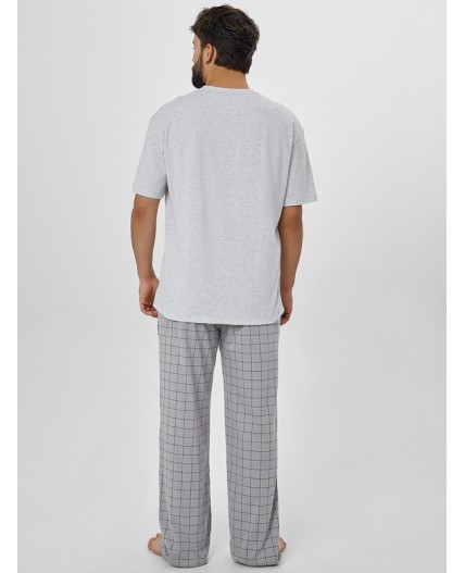 Комплект серый меланж 4306-А +черная клетка на сером