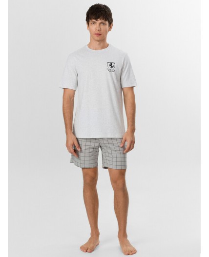 Комплект серый меланж 4306-А +черная клетка на сером