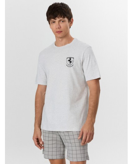 Комплект серый меланж 4306-А +черная клетка на сером