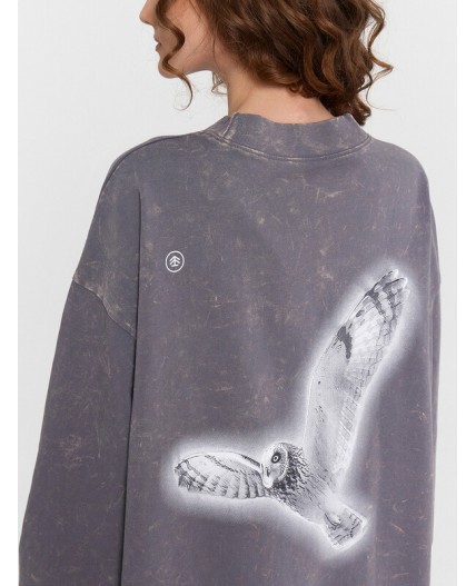 Лонгслив серый туман +печать