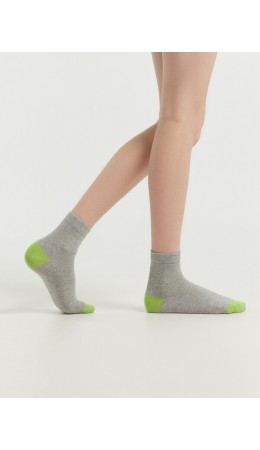 Носки серый меланж /салатовый