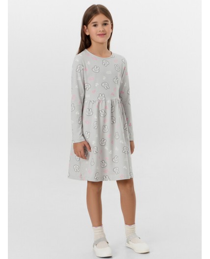 Платье кролики на св.сером