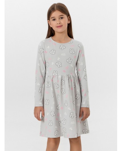 Платье кролики на св.сером