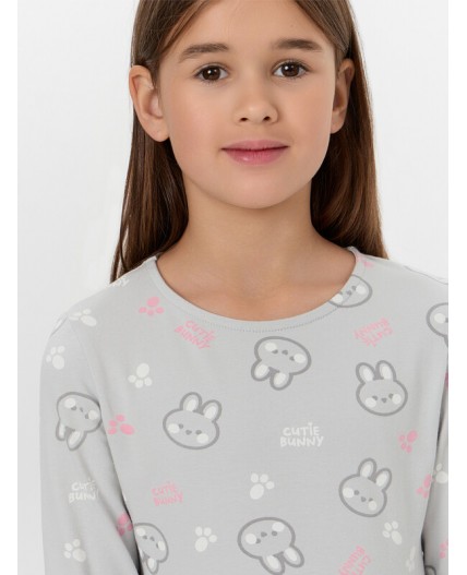 Платье кролики на св.сером