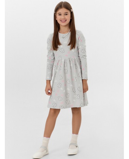 Платье кролики на св.сером