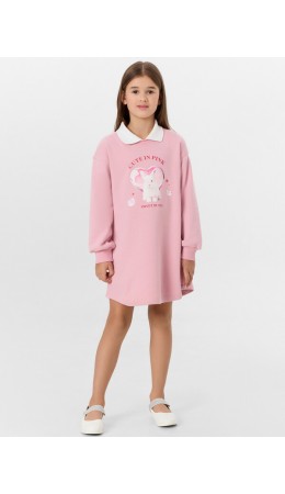 Платье пыльный розовый +печать1