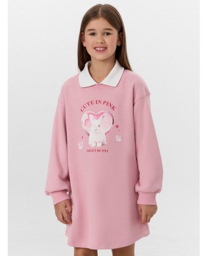 Платье пыльный розовый +печать1