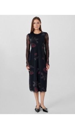 Платье розы на черном