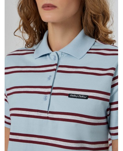 Поло бордово -голубая полоска