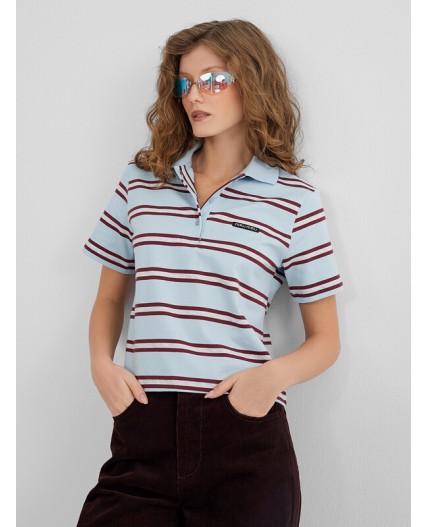 Поло бордово -голубая полоска