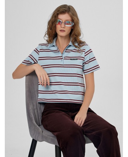 Поло бордово -голубая полоска