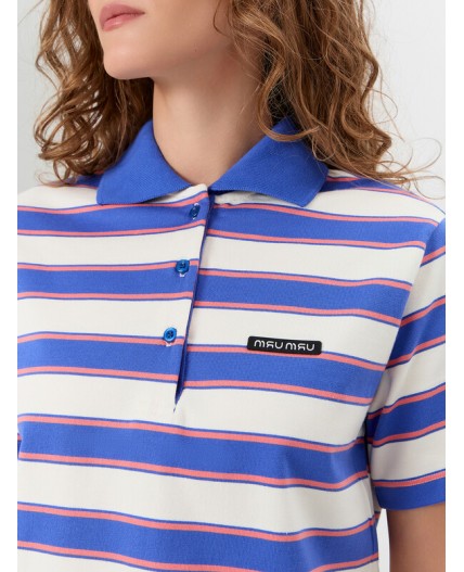 Поло полоска ультрамарин