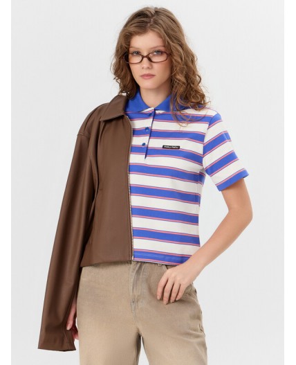 Поло полоска ультрамарин