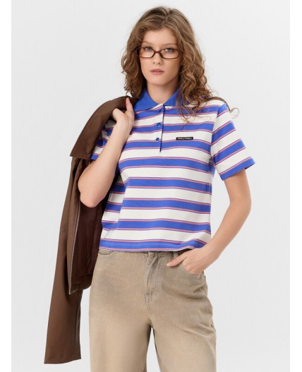 Поло полоска ультрамарин