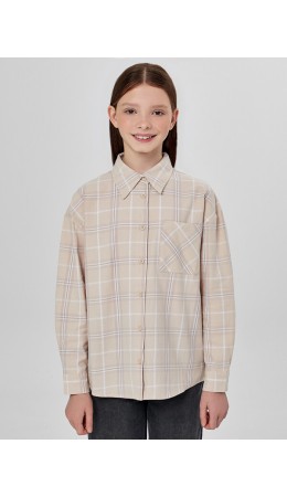 Рубашка бежевая клетка