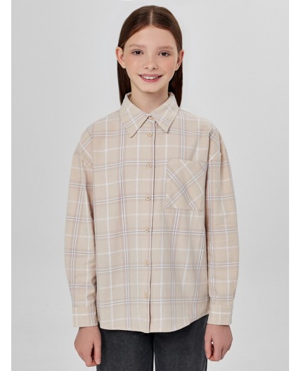Рубашка бежевая клетка