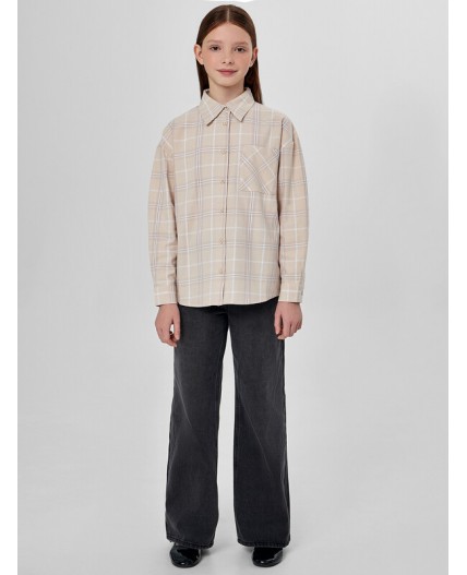 Рубашка бежевая клетка