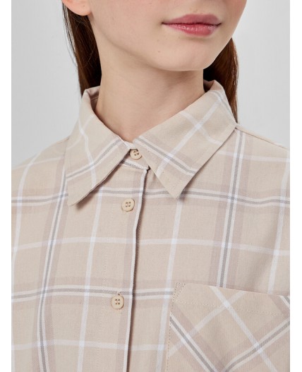 Рубашка бежевая клетка
