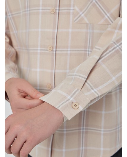 Рубашка бежевая клетка