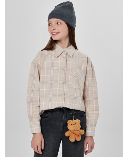 Рубашка бежевая клетка