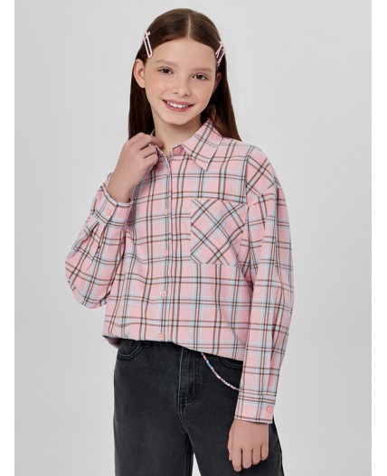 Рубашка голубая и розовая клетка