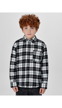 Рубашка черно -белая клетка