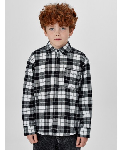 Рубашка черно -белая клетка