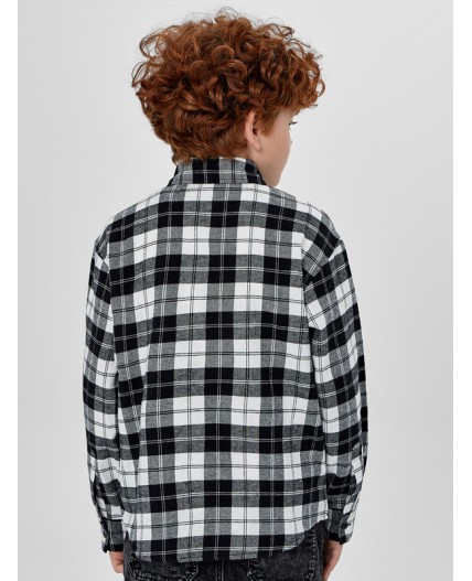 Рубашка черно -белая клетка