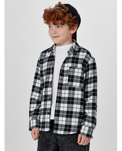 Рубашка черно -белая клетка