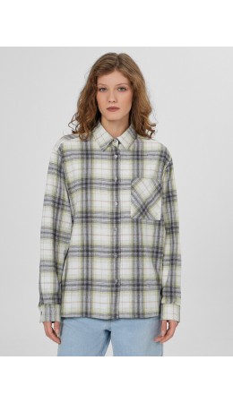 Рубашка бежево -серая клетка