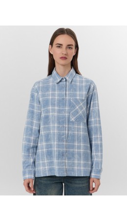 Рубашка голубо -белая клетка