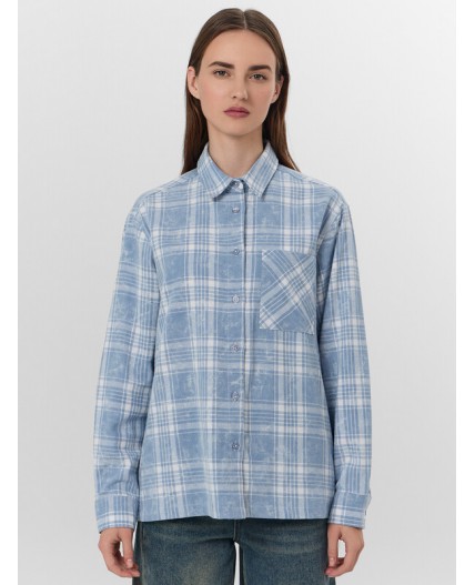 Рубашка голубо -белая клетка