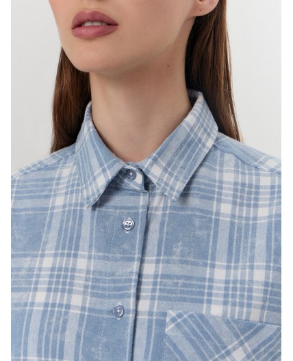 Рубашка голубо -белая клетка