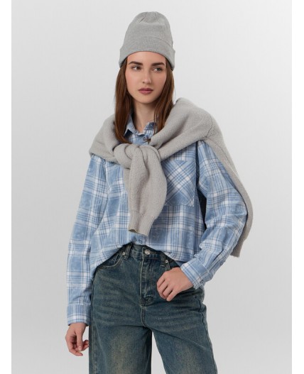 Рубашка голубо -белая клетка