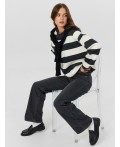 Свитшот молочно -черная полоска