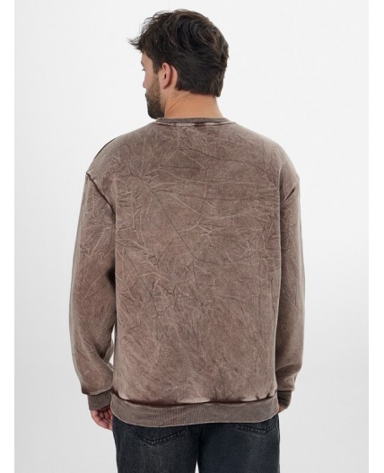 Свитшот ACID WASH шоколадный +печать